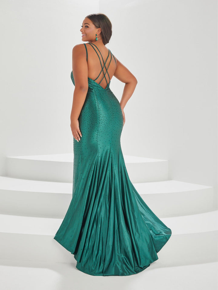 Plus Size Fitted Heat Stone Gown by Tiffany Designs 16038