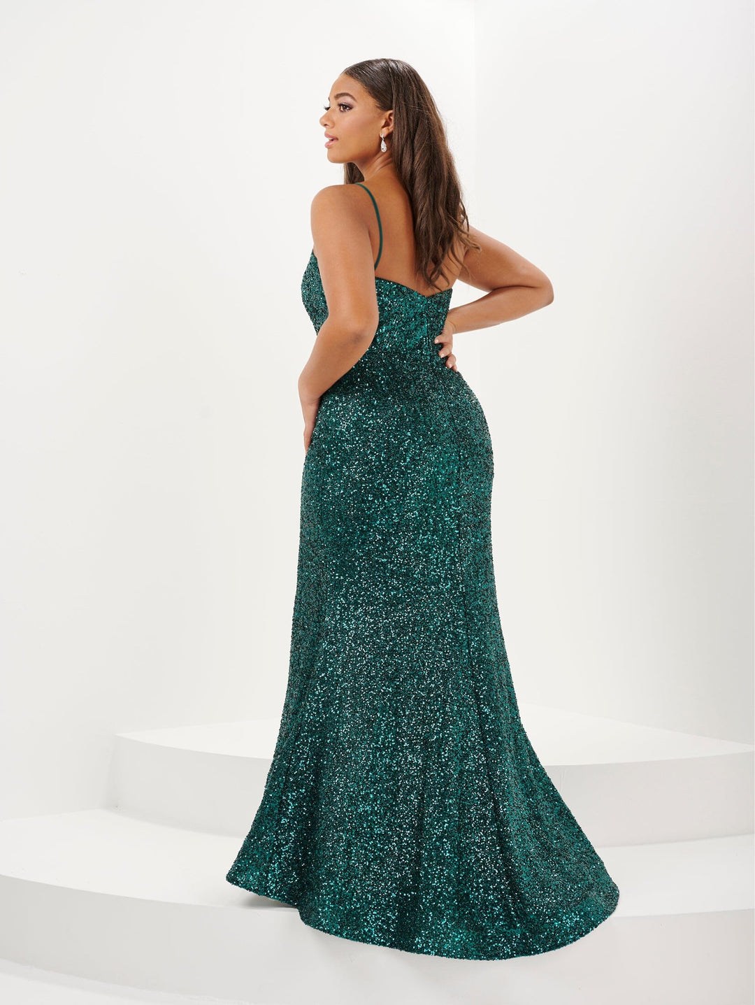 Plus Size Fitted Sequin Sleeveless Gown by Tiffany Designs 16121