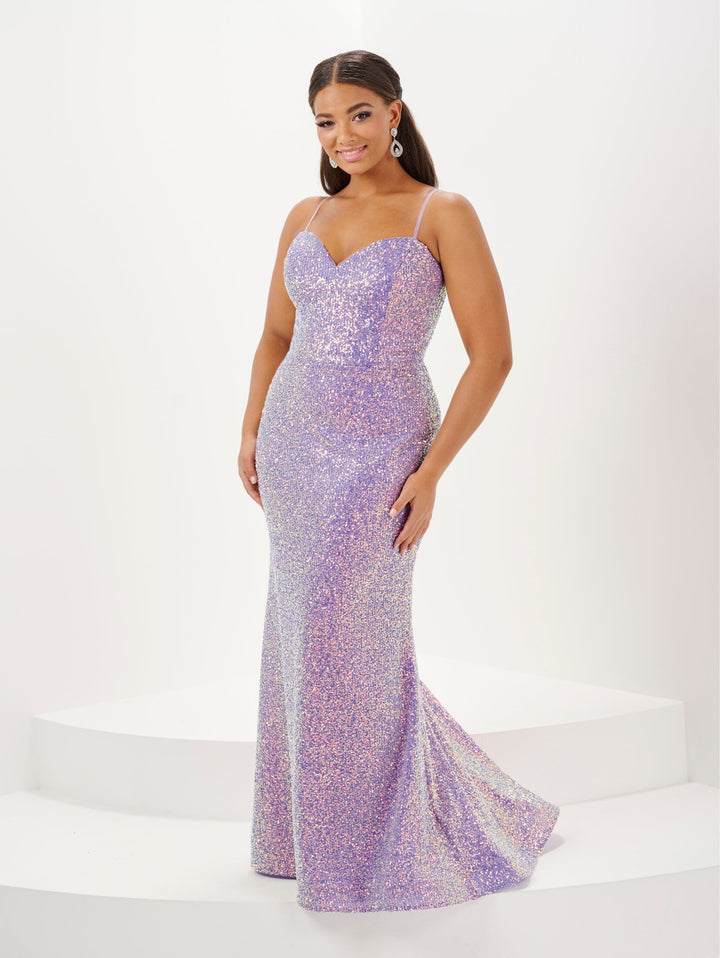 Plus Size Fitted Sequin Sleeveless Gown by Tiffany Designs 16121