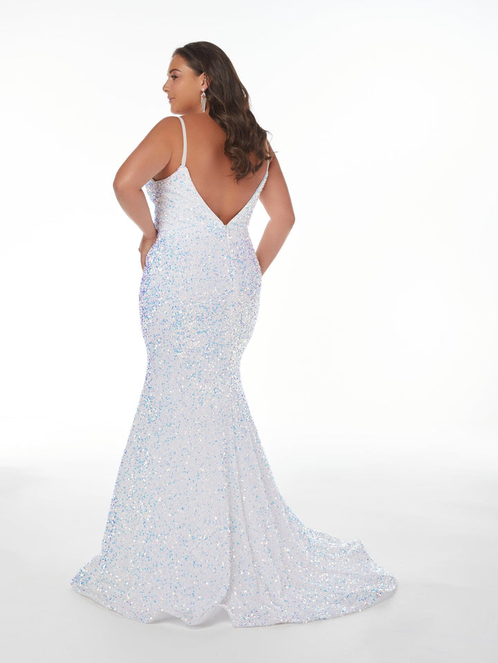 Plus Size Fitted Sequin V-Neck Gown by Tiffany Designs 16956