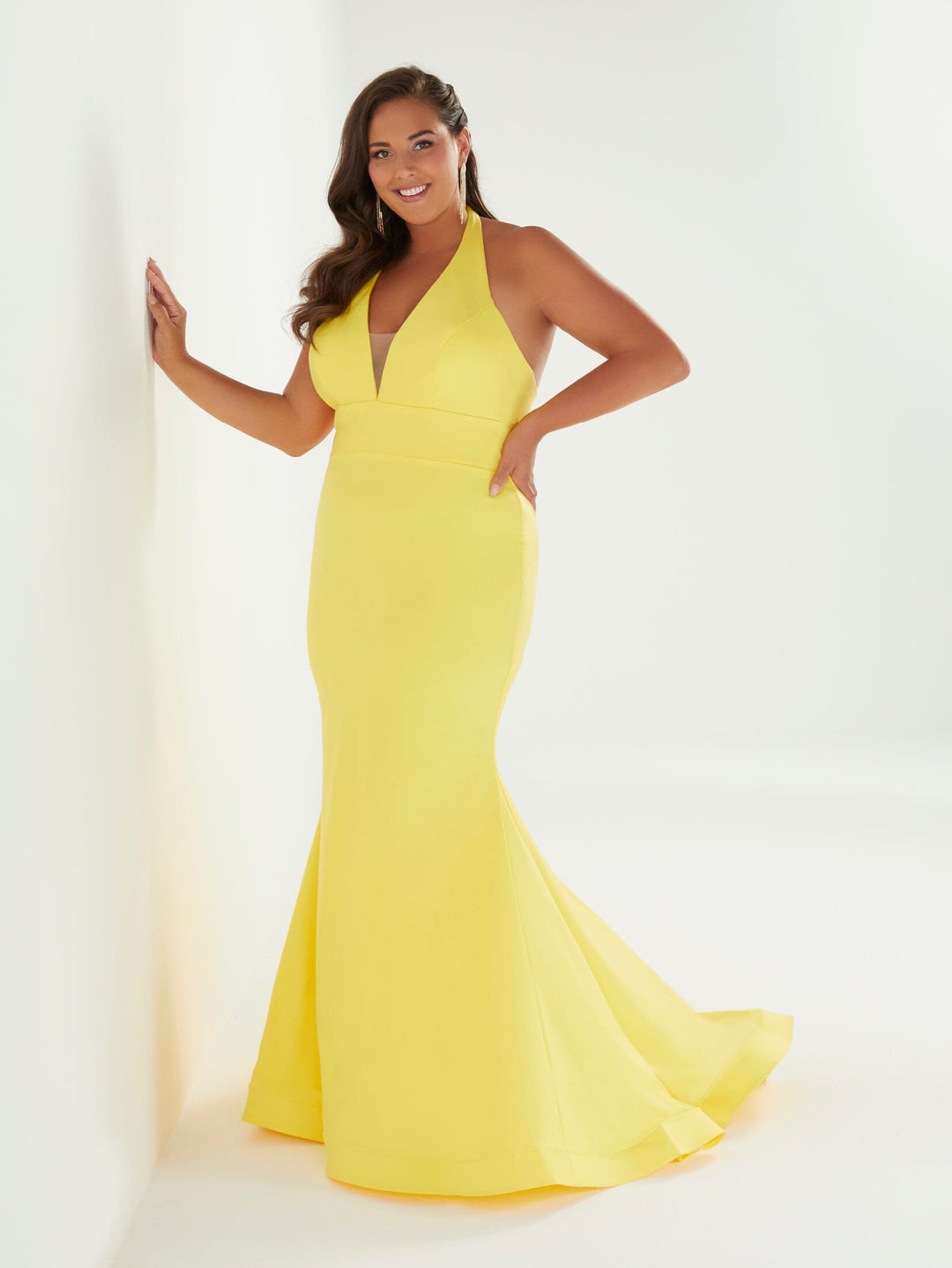 Plus Size Fitted Spandex Halter Gown by Tiffany Designs 16959