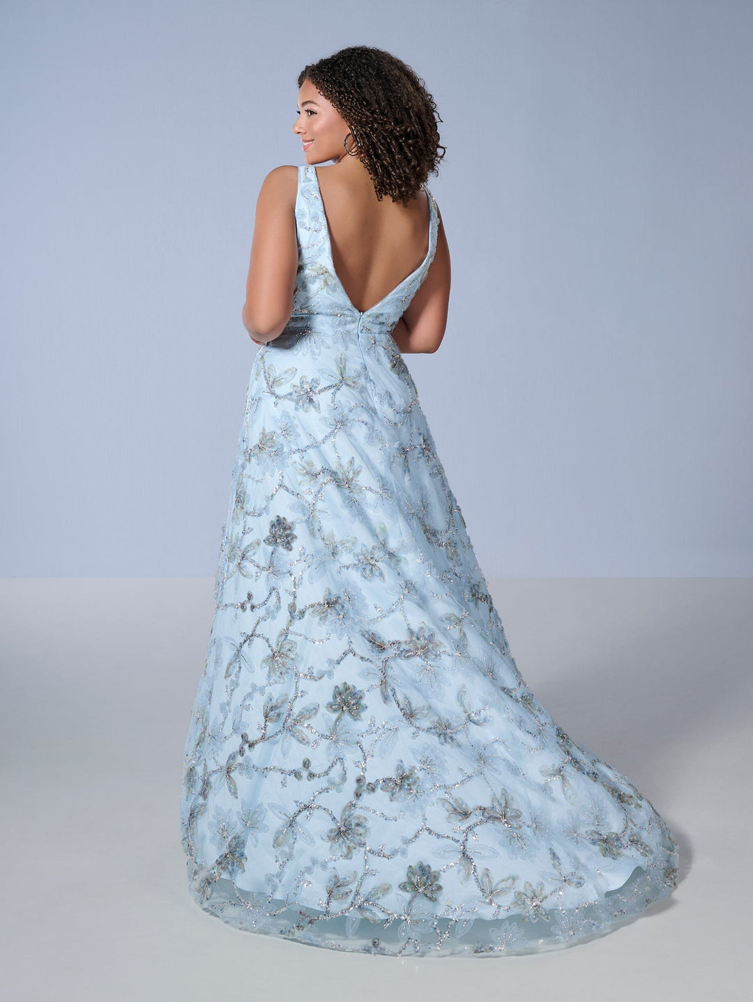 Plus Size Floral A-line Gown by Tiffany Designs 16249