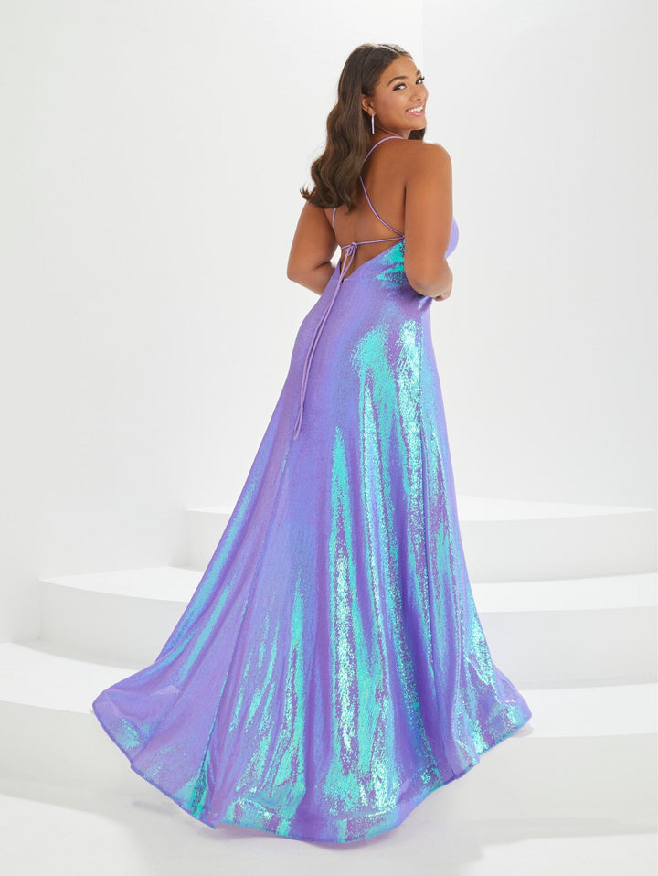 Plus Size Iridescent Sequin Gown by Tiffany Designs 16043
