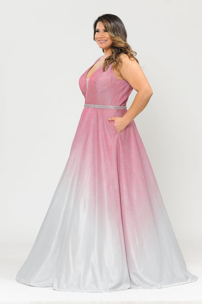 Plus Size Long Ombre Glitter Dress by Poly USA W1100