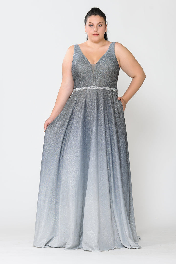 Plus Size Long Ombre Glitter Dress by Poly USA W1100