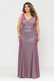 Plus Size Metallic Glitter Mermaid Dress by Poly USA W1086