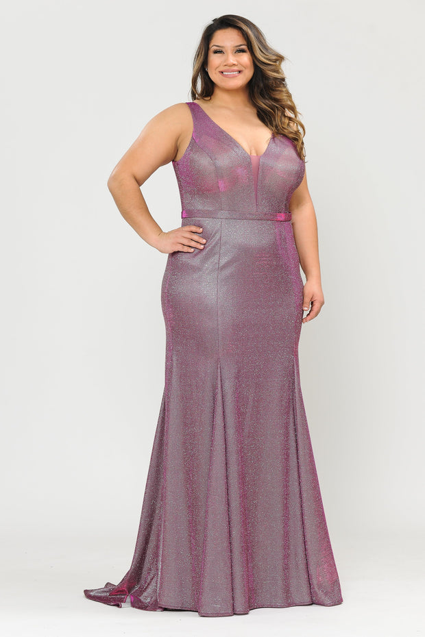 Plus Size Metallic Glitter Mermaid Dress by Poly USA W1086