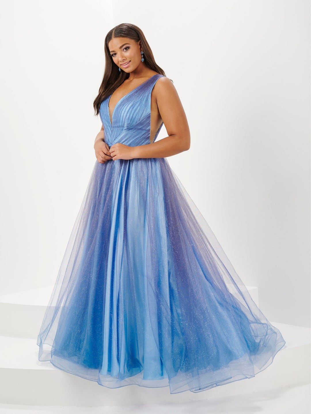 Plus Size Ombre Glitter Gown by Tiffany Designs 16134