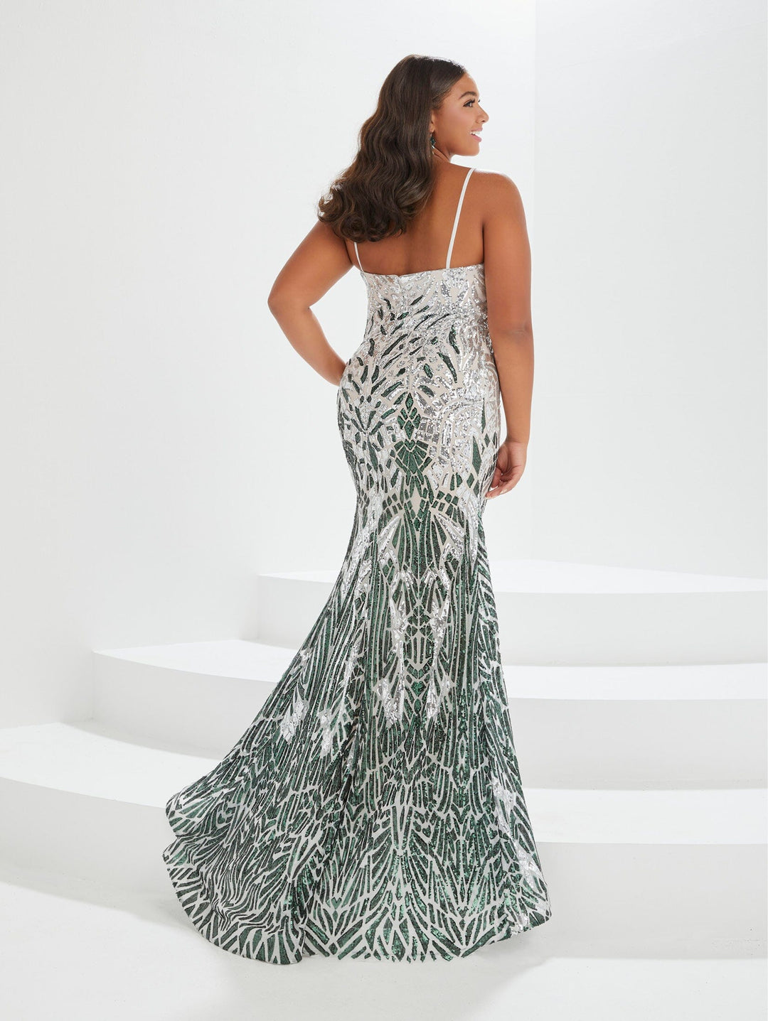 Plus Size Ombre Sequin Mermaid Gown by Tiffany Designs 16042