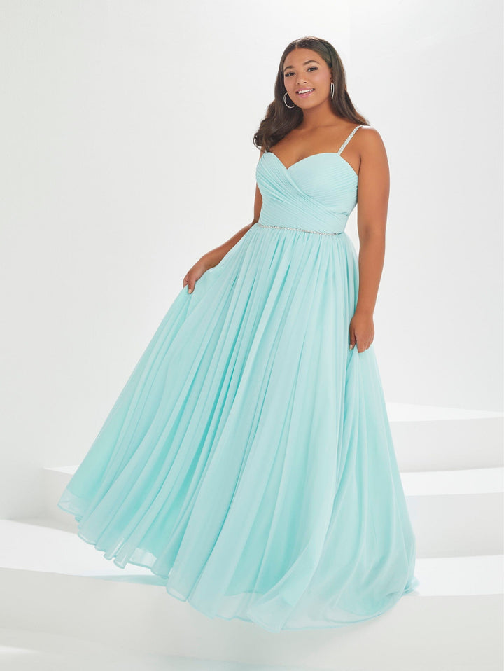 Plus Size Pleated Chiffon Gown by Tiffany Designs 16036