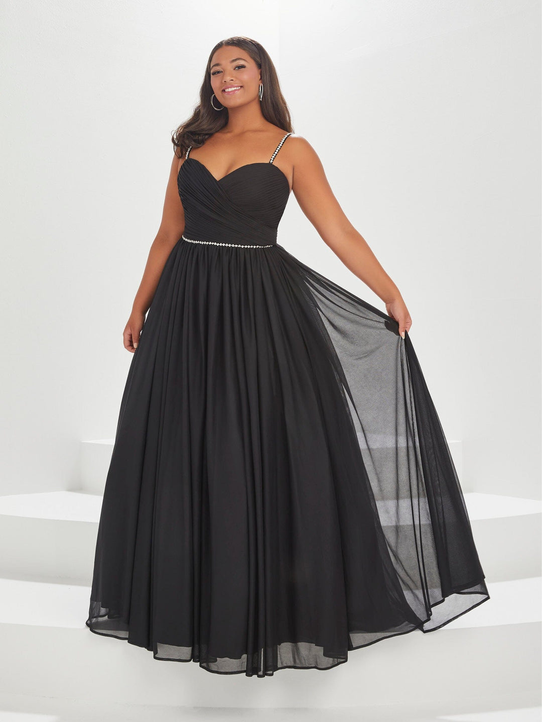 Plus Size Pleated Chiffon Gown by Tiffany Designs 16036