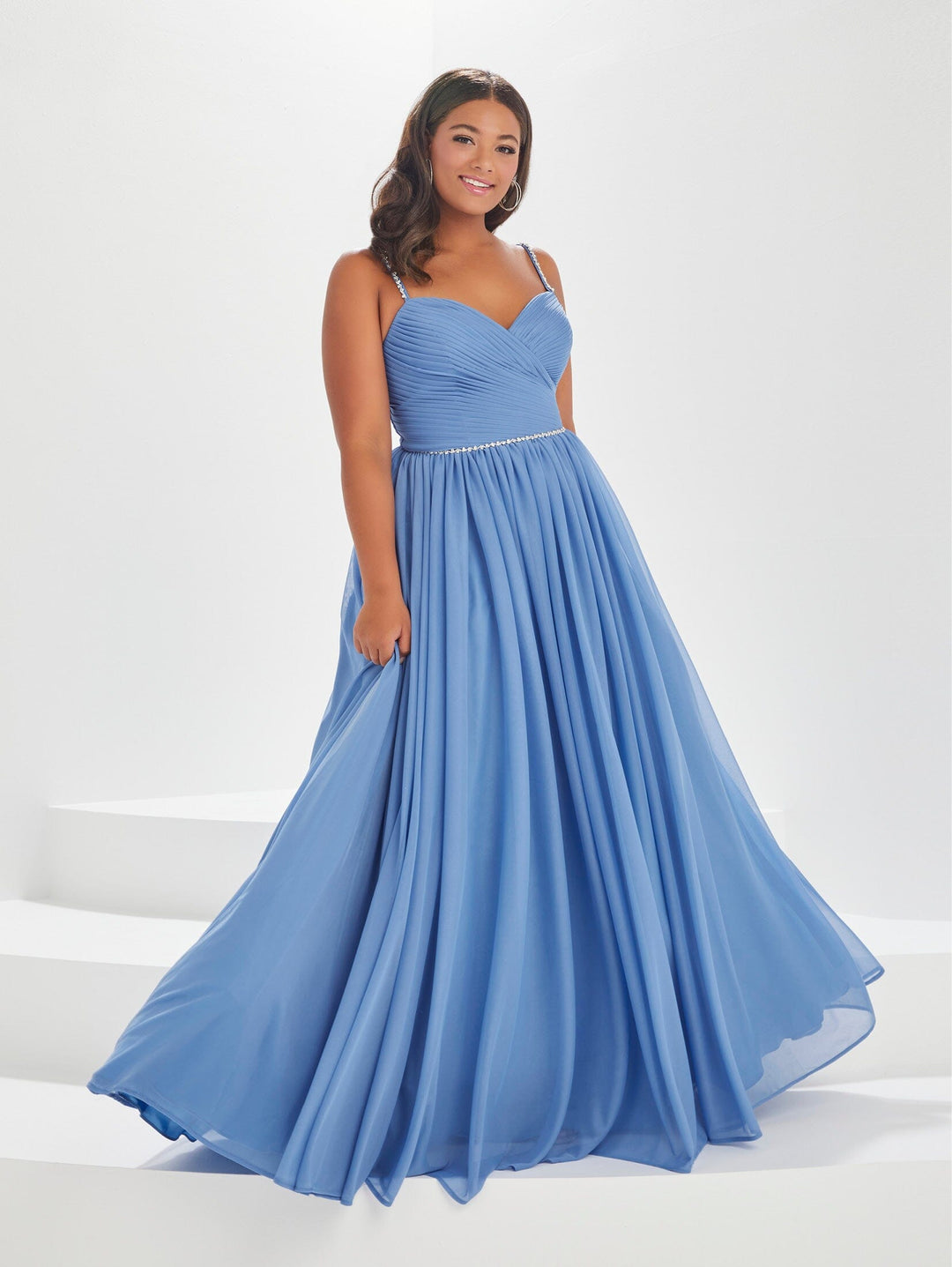 Plus Size Pleated Chiffon Gown by Tiffany Designs 16036