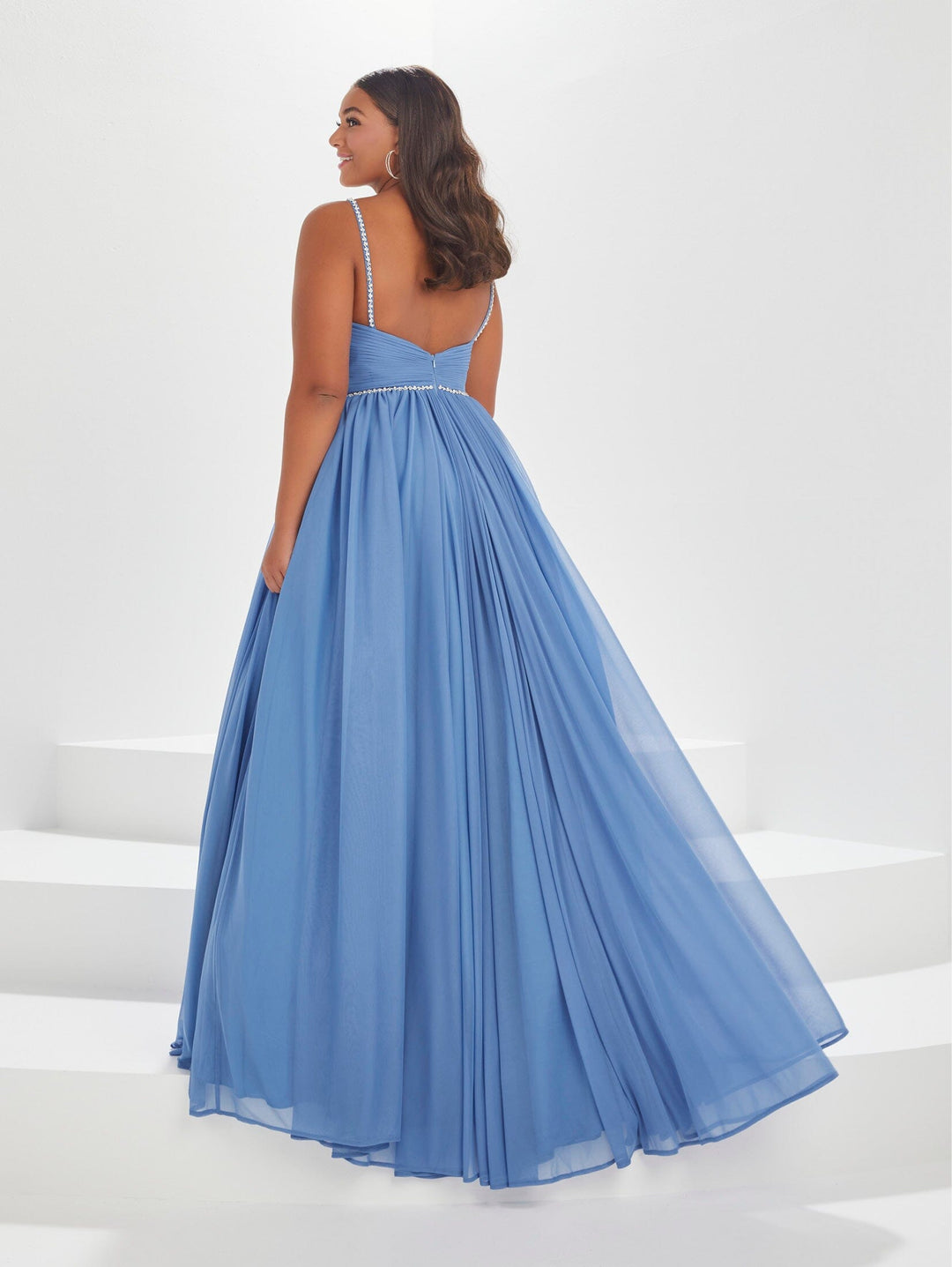 Plus Size Pleated Chiffon Gown by Tiffany Designs 16036