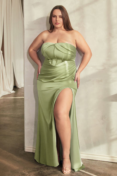 plus-size-satin-strapless-