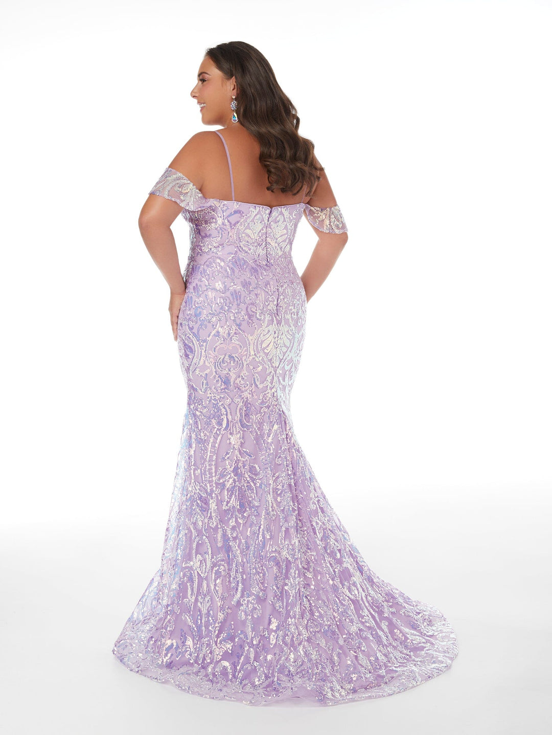 Plus Size Sequin Cold Shoulder Gown by Tiffany Designs 16958
