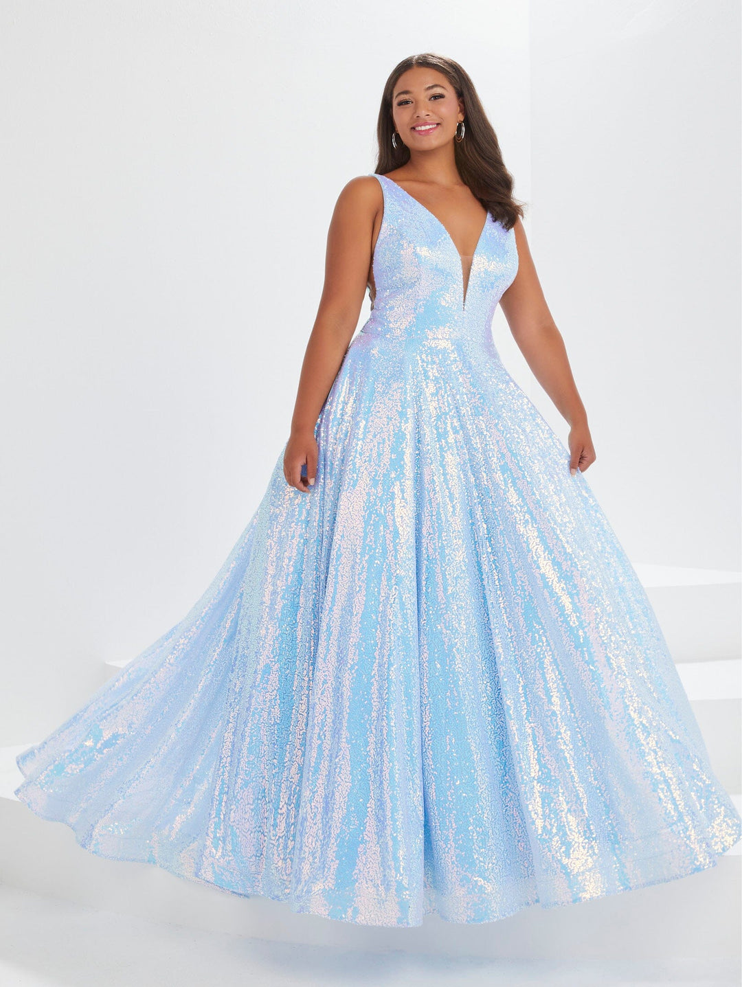 Plus Size Sleeveless Sequin Gown by Tiffany Designs 16046
