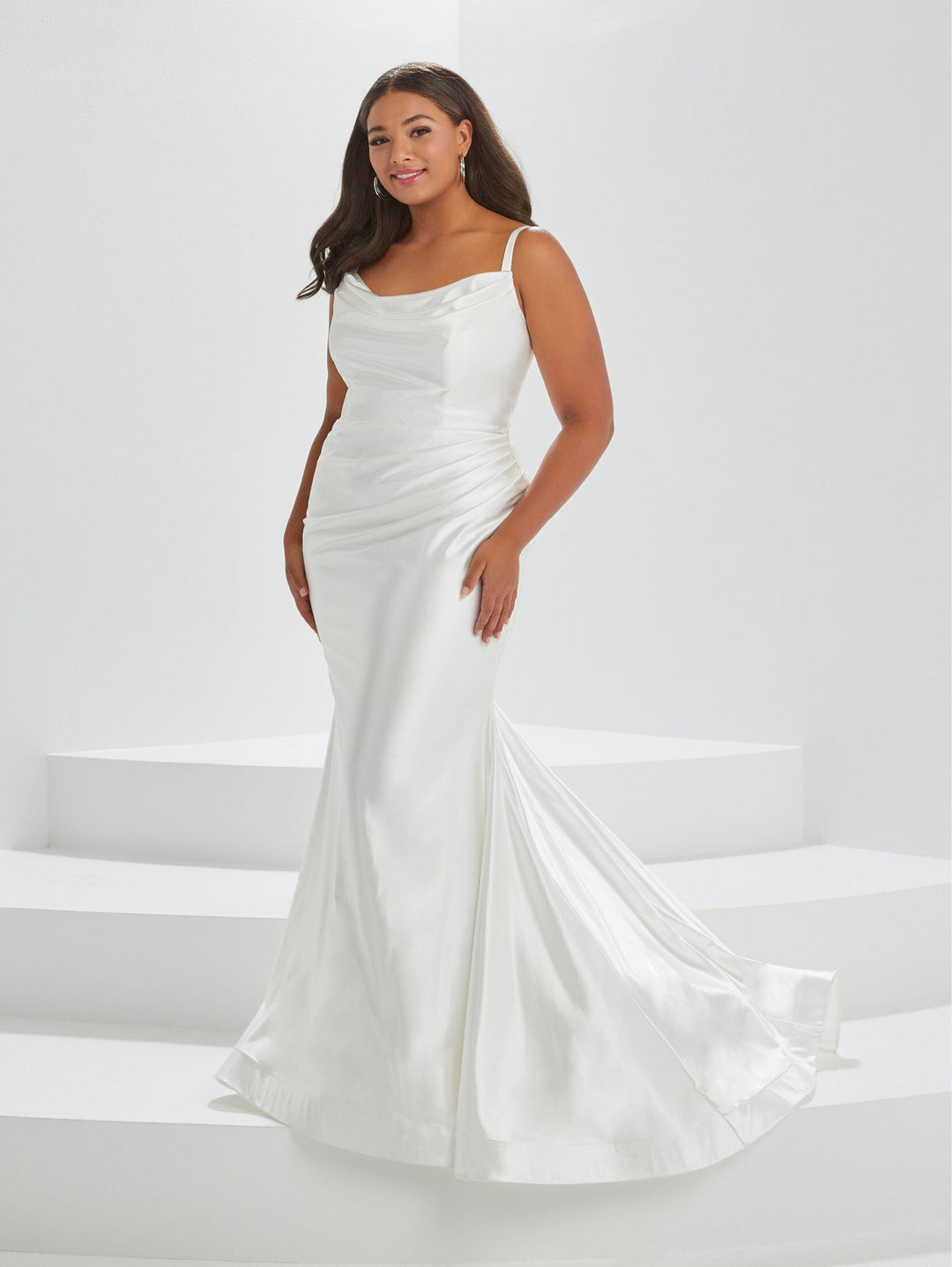 Plus Size Spandex Fitted Cowl Gown by Tiffany Designs 16044