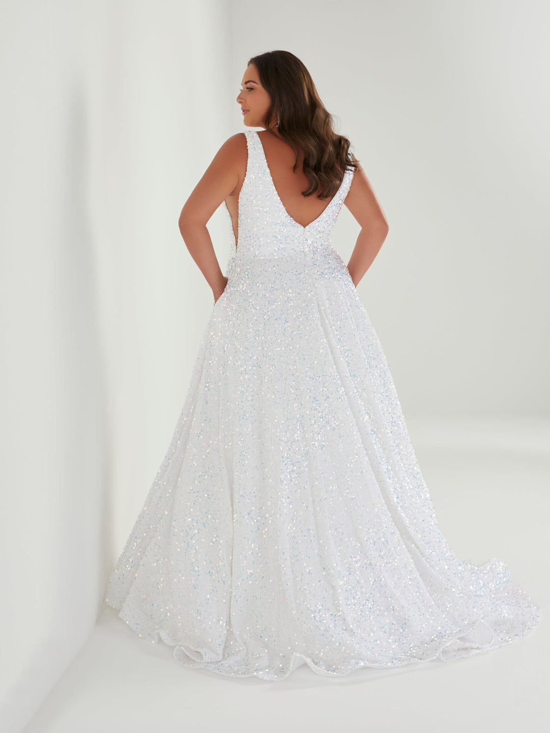 Plus Size Velvet Sequin A-line Gown by Tiffany Designs 16963