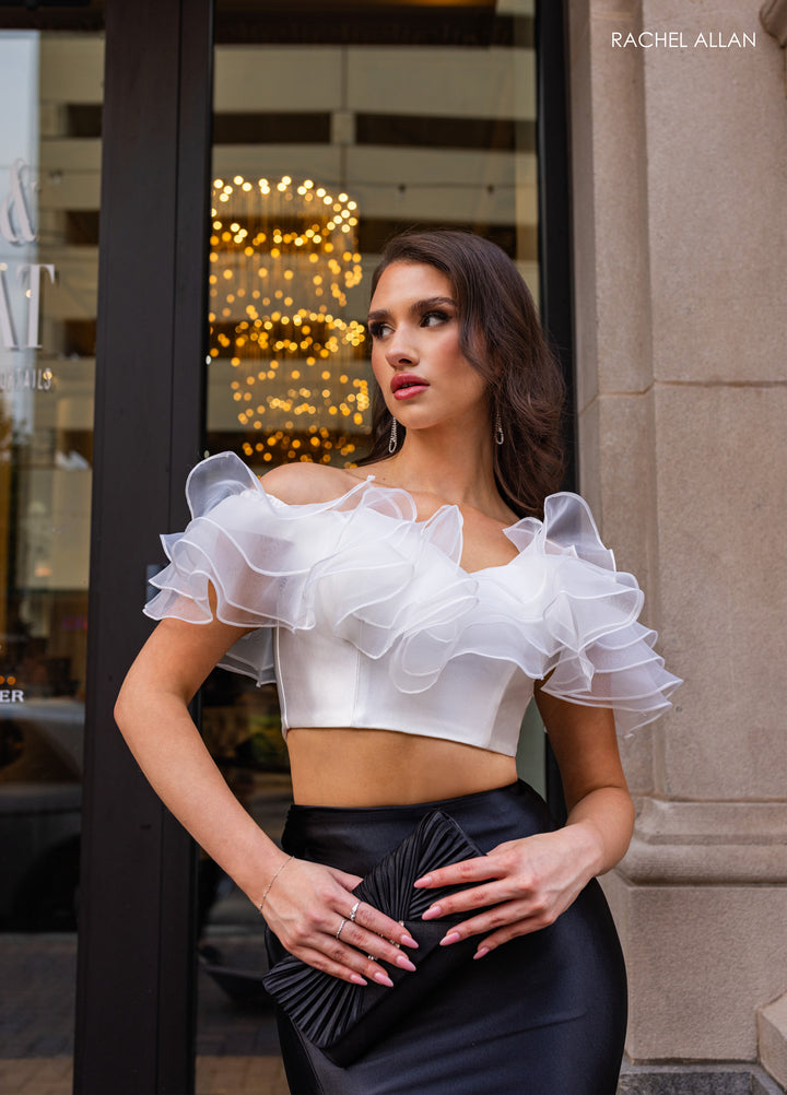 2-Piece Off Shoulder Slit Gown by Rachel Allan 70826