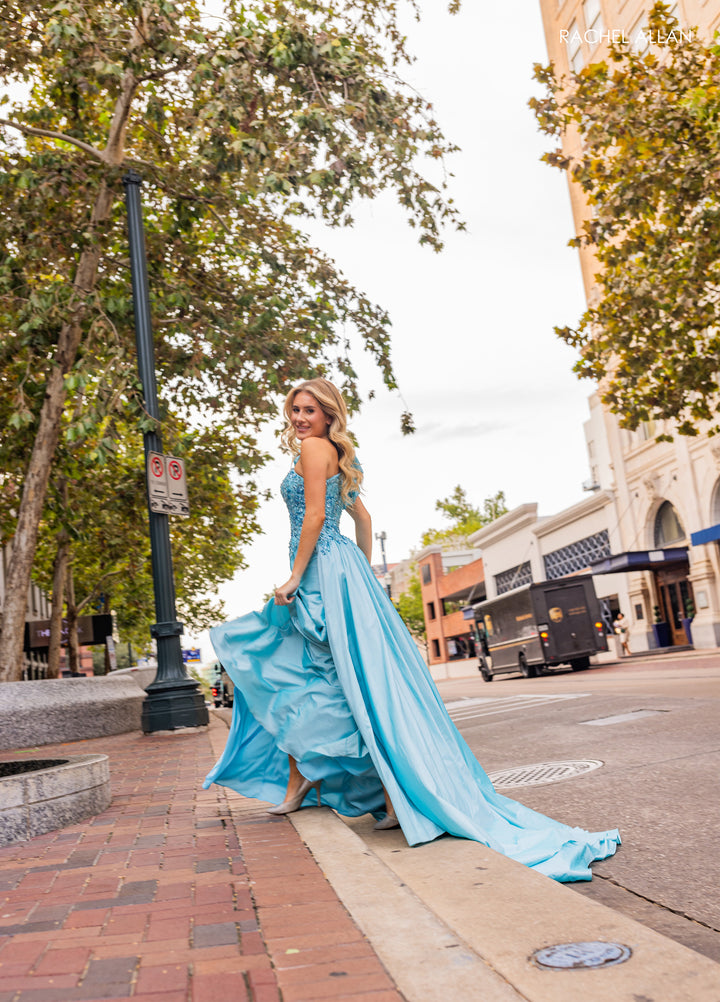 One Shoulder A-line Slit Gown by Rachel Allan 70841