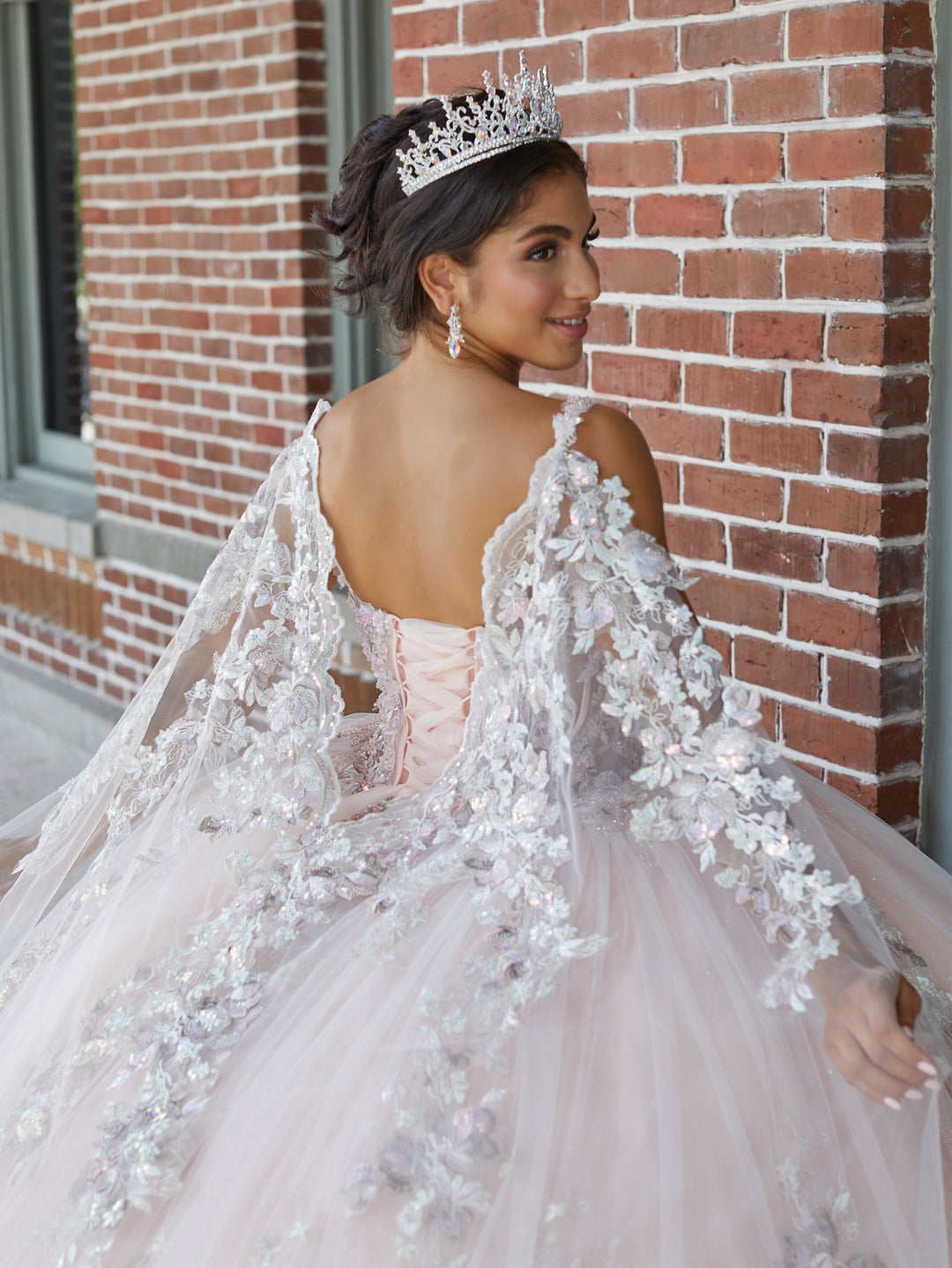 Puff Sleeve Cape Quinceanera Dress by House of Wu 26043