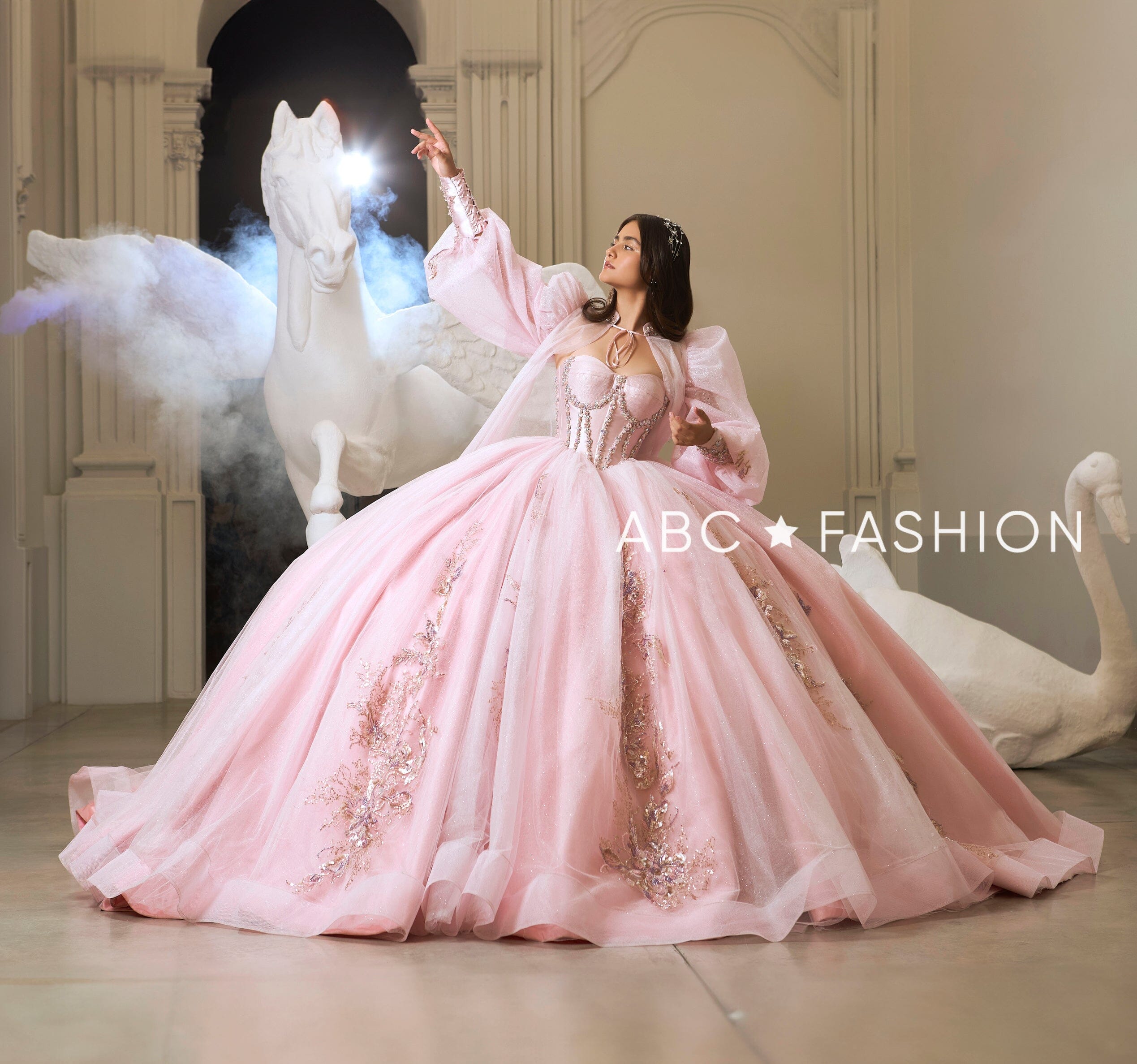 Puff Sleeve Cape Quinceanera Dress by Ragazza EV61-661 – ABC Fashion