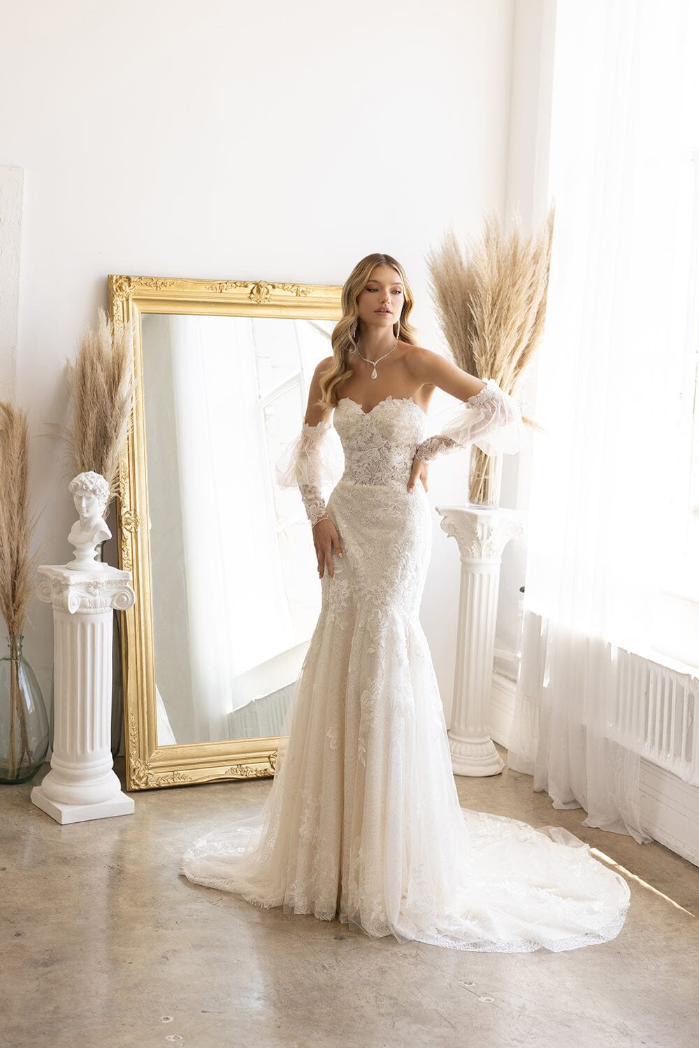 Puff Sleeve Strapless Bridal Gown by Abby Lane 97184 – ABC Fashion
