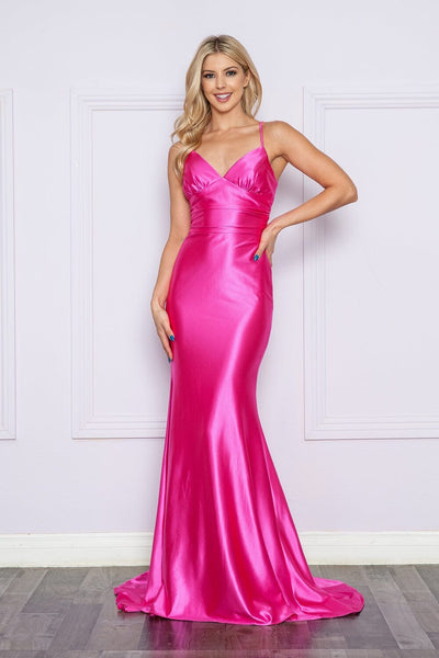 Ruched V-Neck Mermaid Gown by Poly USA 9256