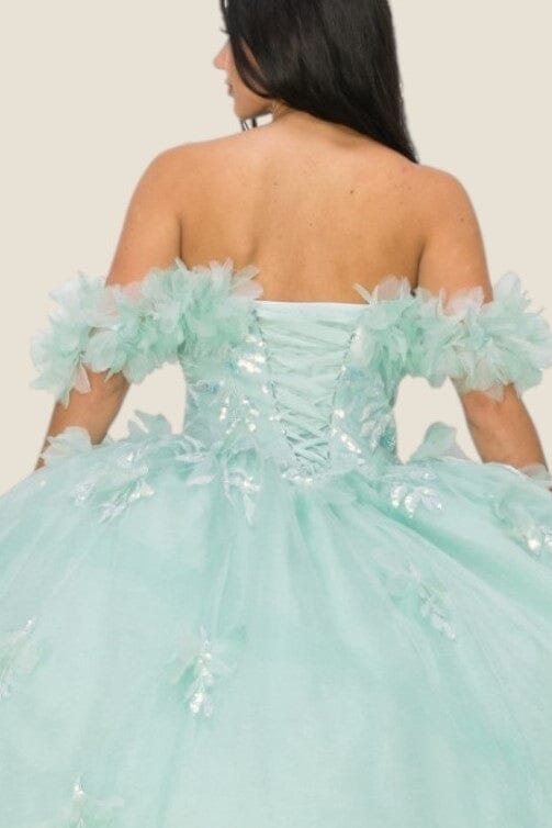 Ruffled Bodice Off Shoulder Ball Gown by Cinderella Couture 8065J