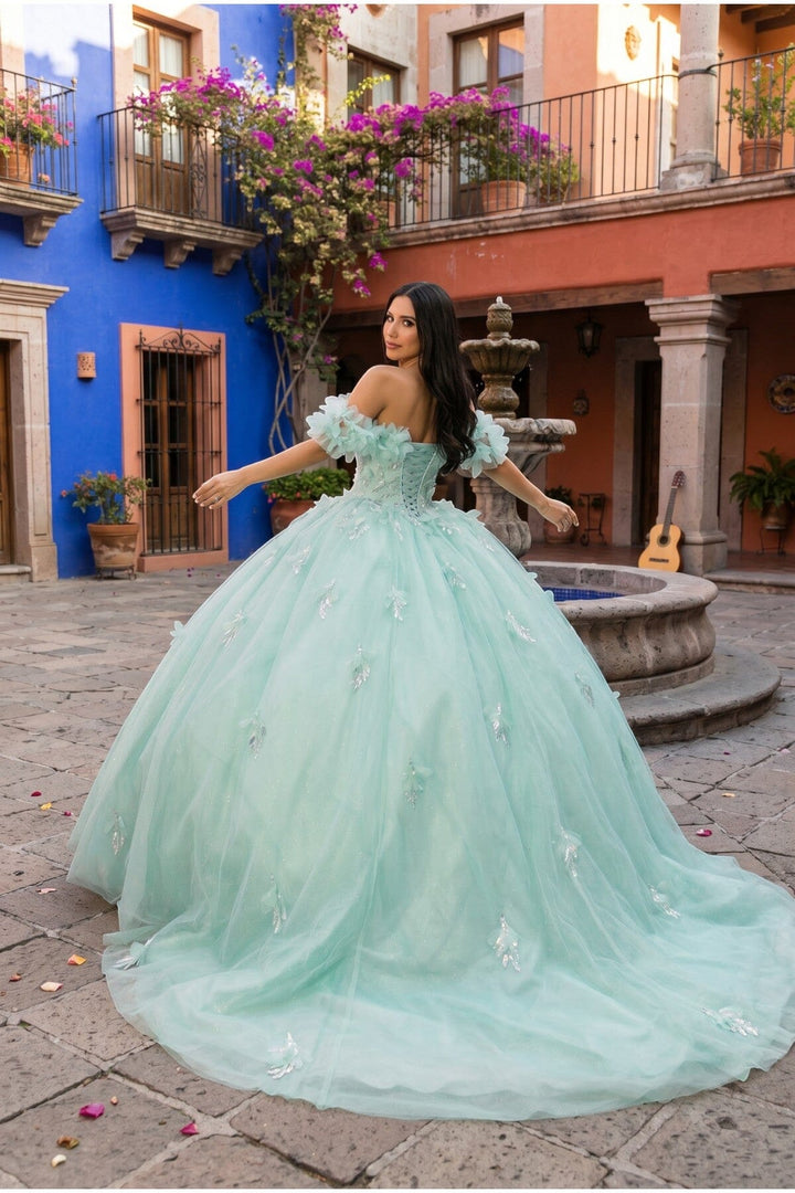 Ruffled Bodice Off Shoulder Ball Gown by Cinderella Couture 8065J