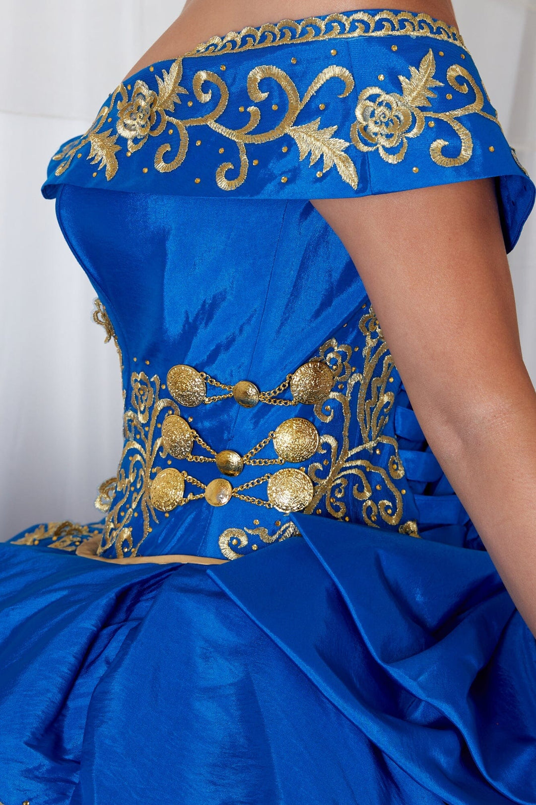 Ruffled Charro Off Shoulder Ball Gown by Calla SCL-30013