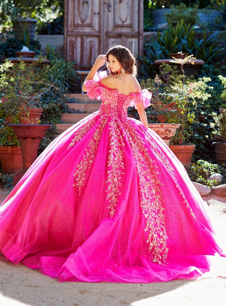 Ruffled Off Shoulder Corset Ball Gown by Petite Adele PQ1042