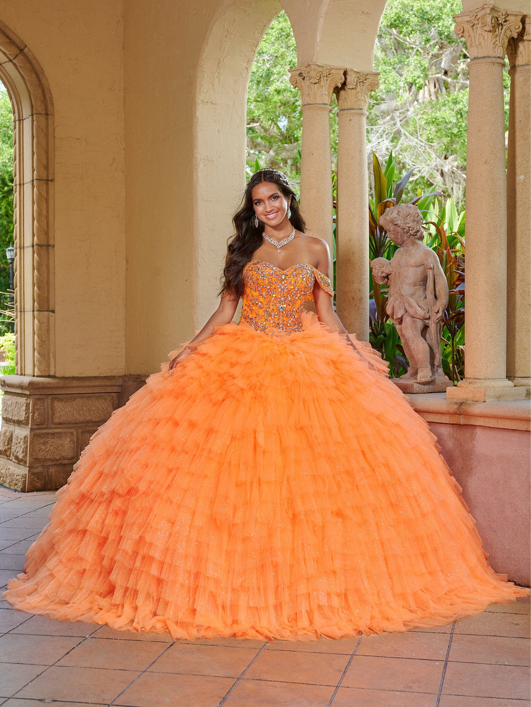 Ruffled Off Shoulder Quinceanera Dress by House of Wu 26081 Ruffled Off Shoulder Quinceanera Dress by House of Wu 26081