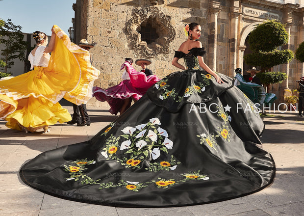 Ruffled Sunflower Quinceanera Dress by Ragazza M46-146