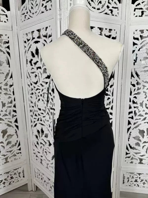 Jersey Fitted One Shoulder Slit Gown by Jovani 02543