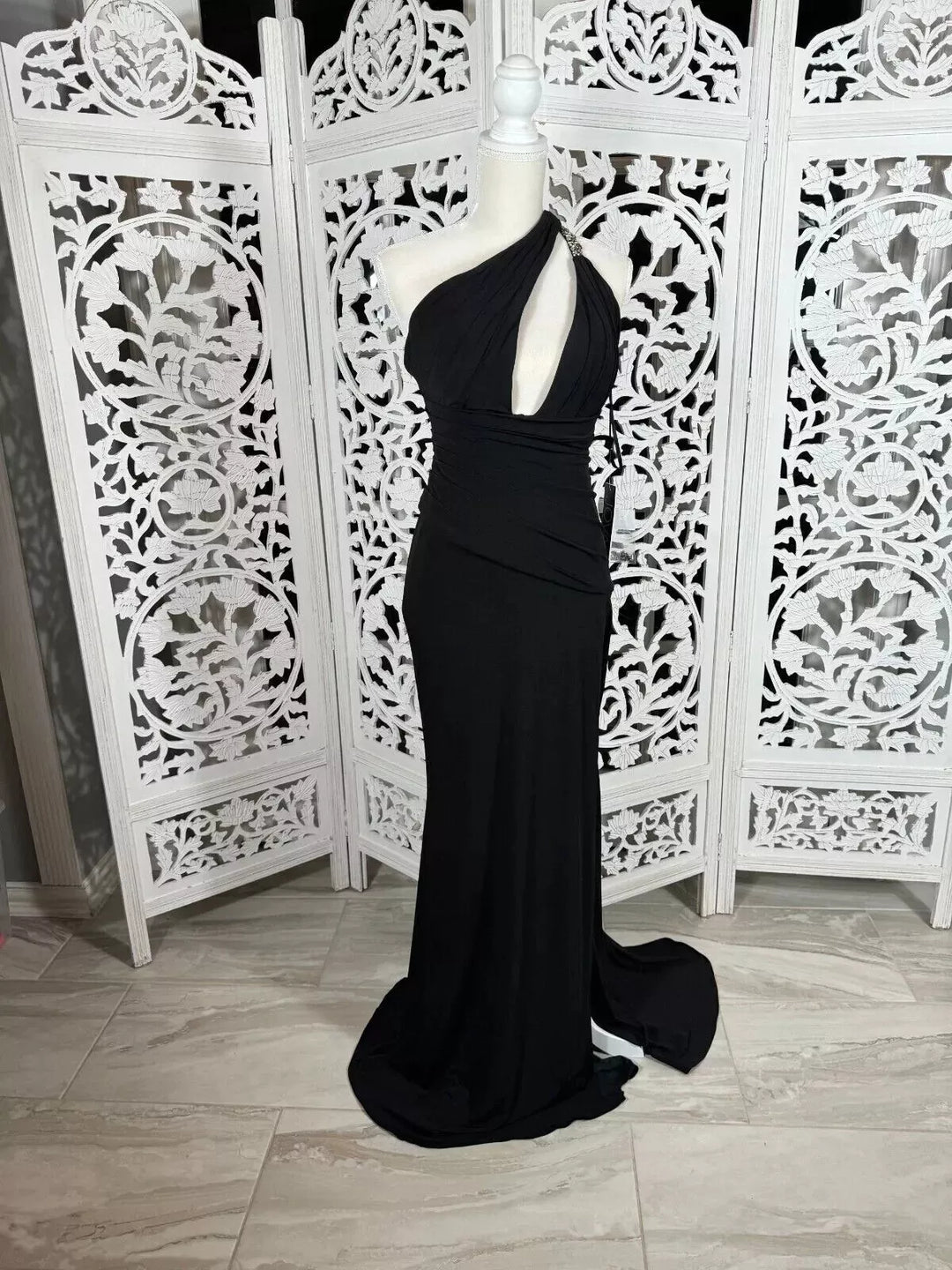 Jersey Fitted One Shoulder Slit Gown by Jovani 02543