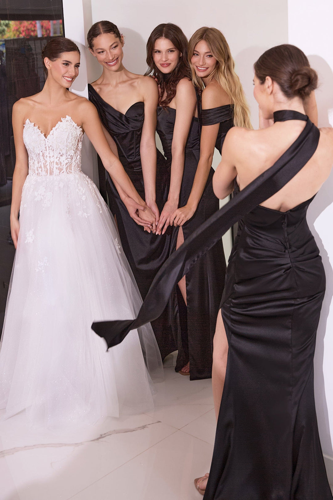 Satin Fitted One Shoulder Slit Gown by Ladivine 7448