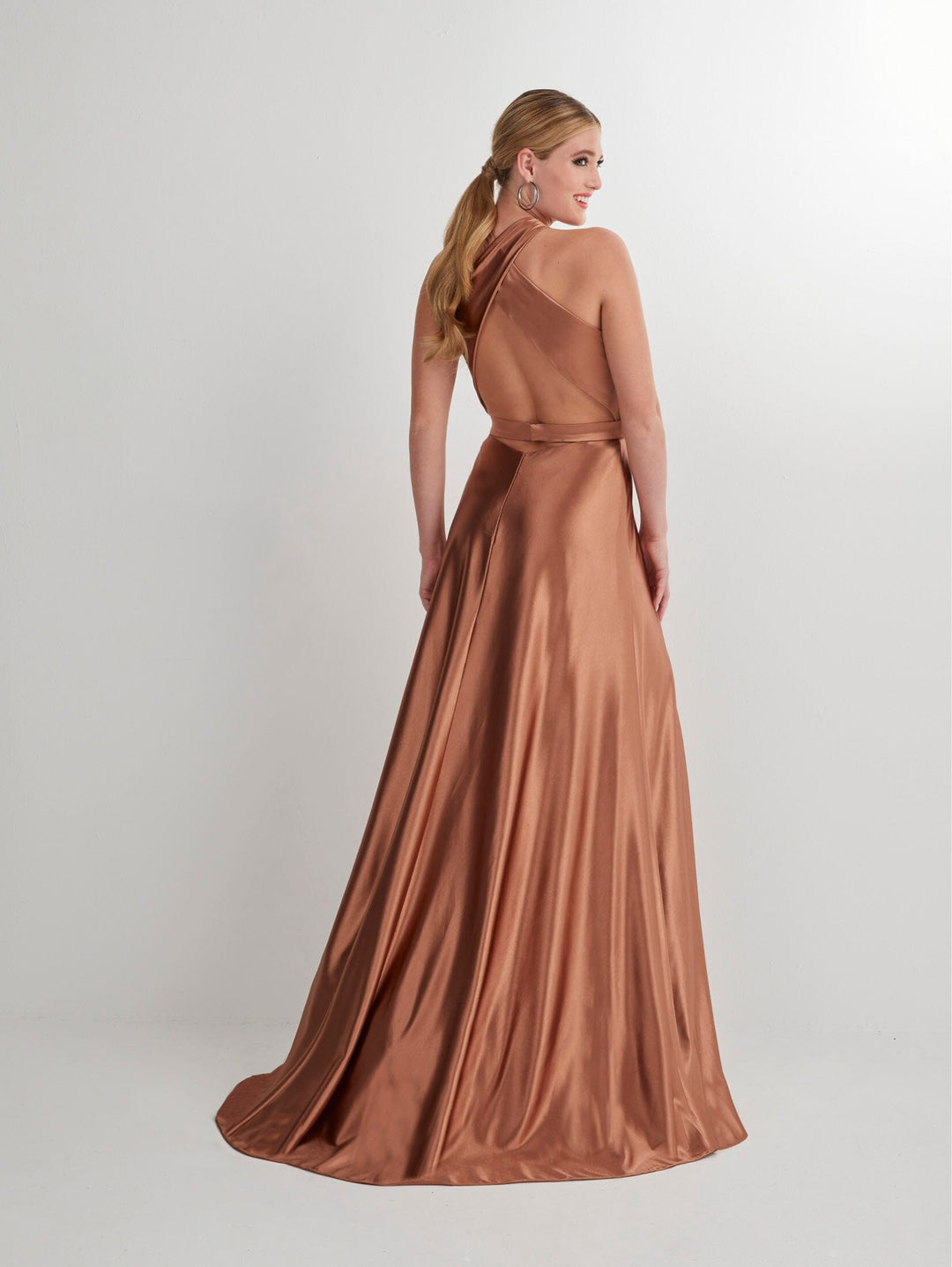Satin Halter Keyhole A-line Slit Gown by Studio 17 12902 4 / Hunter Satin Halter Keyhole A-line Slit Gown by Studio 17 12902 4 / Hunter