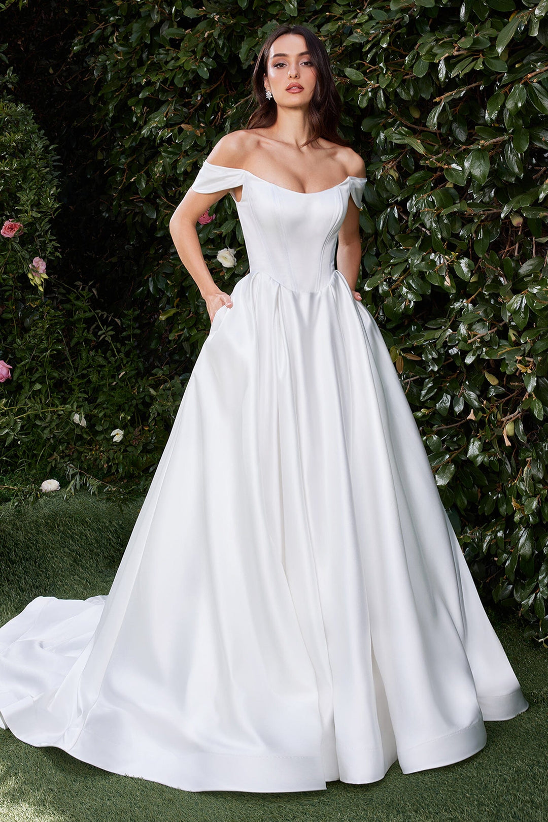 Satin Off Shoulder Bridal Ball Gown by Ladivine CDS513W ABC Fashion Satin Off Shoulder Bridal Ball Gown by Ladivine CDS513W ABC Fashion
