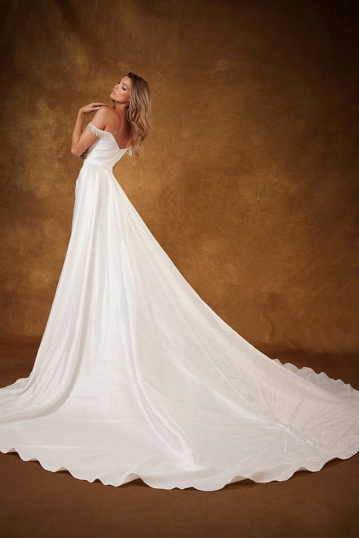 Satin Off Shoulder Bridal Gown by Abby Lane 97212