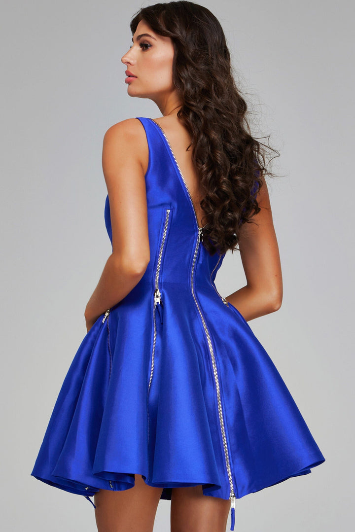 Satin Short Sleeveless A-line Dress by Jovani 39821