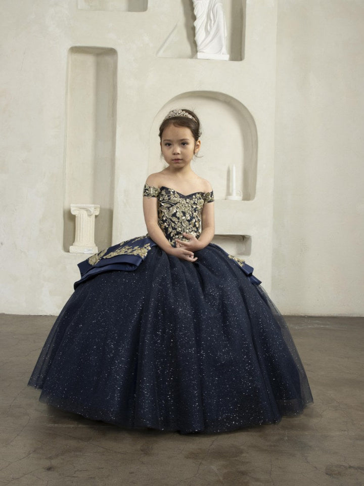 Girls Applique Off Shoulder Gown by Calla SCK-320