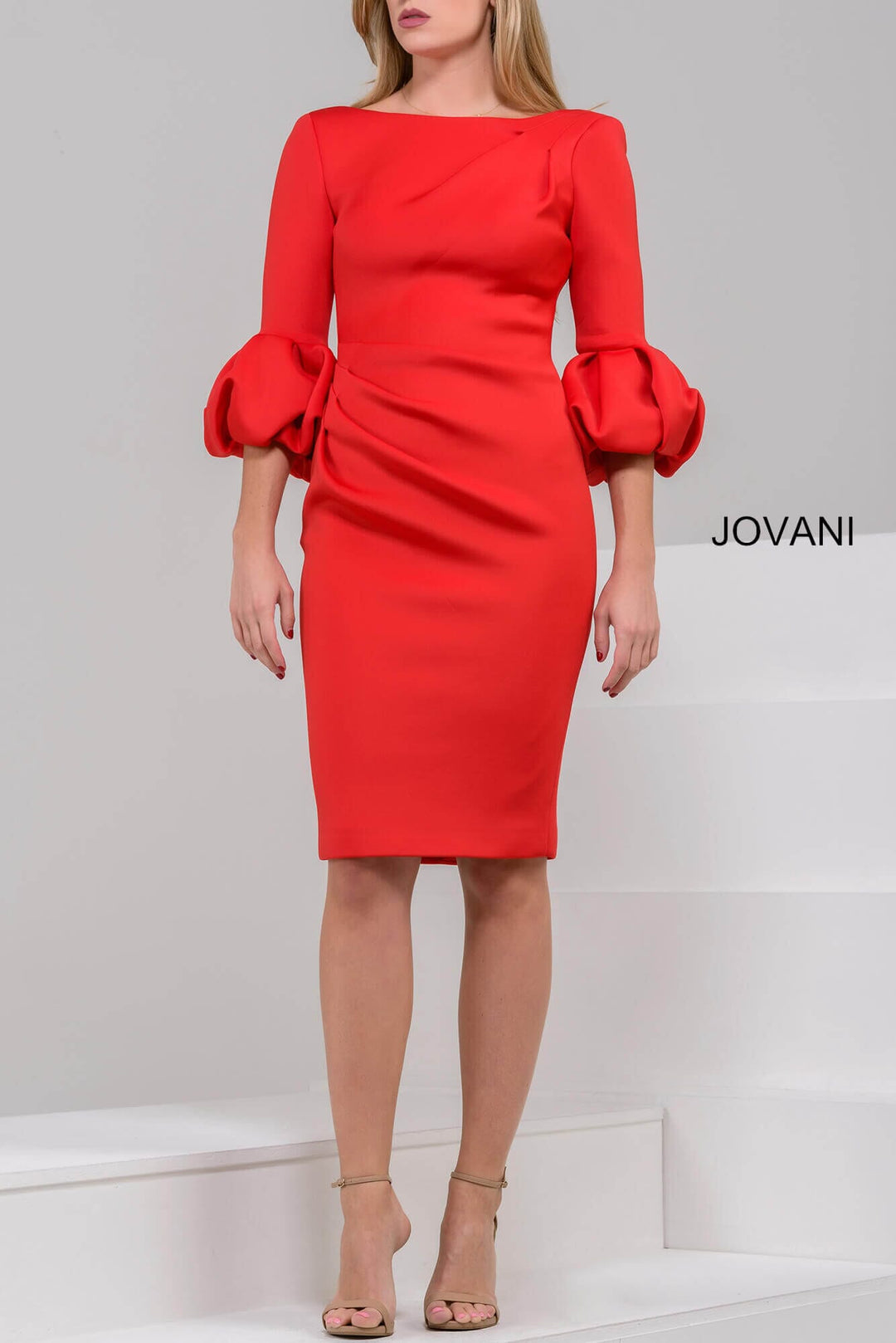 Scuba 3/4 Sleeve Cocktail Dress by Jovani 39738