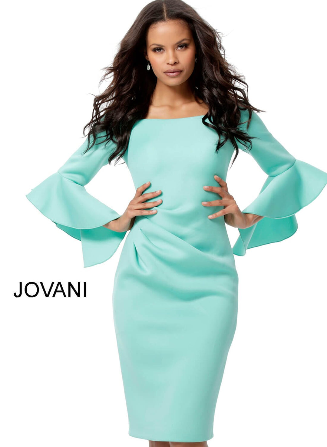 flare sleeve scuba dress ELOQUII Women's Plus Size Flare Sleeve Scuba Dress