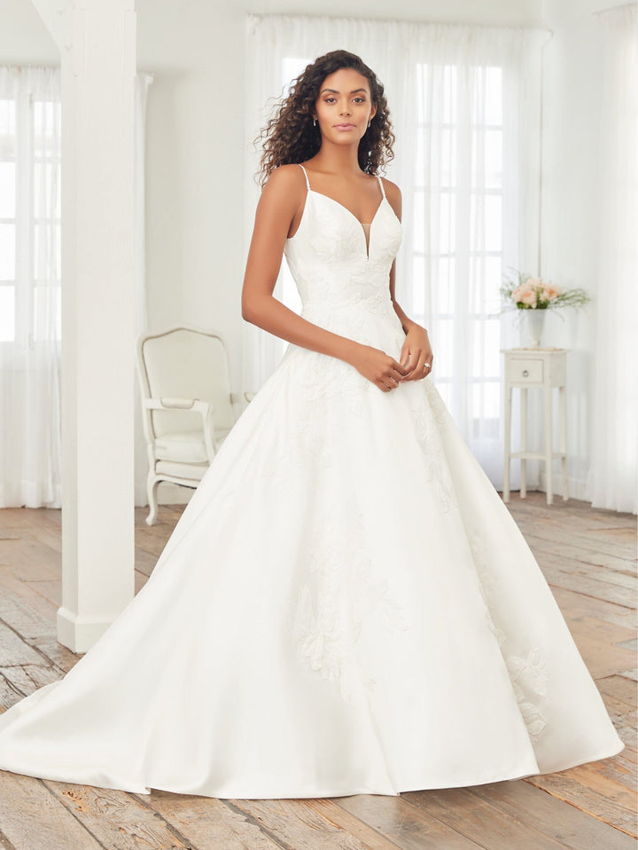 Sequin Applique Mikado Wedding Gown by Adrianna Papell 31242