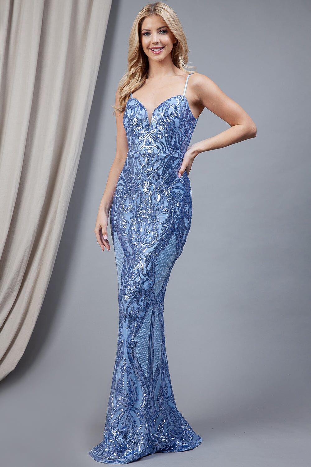 Sequin Embroidered Mermaid Dress by Amelia Couture 791