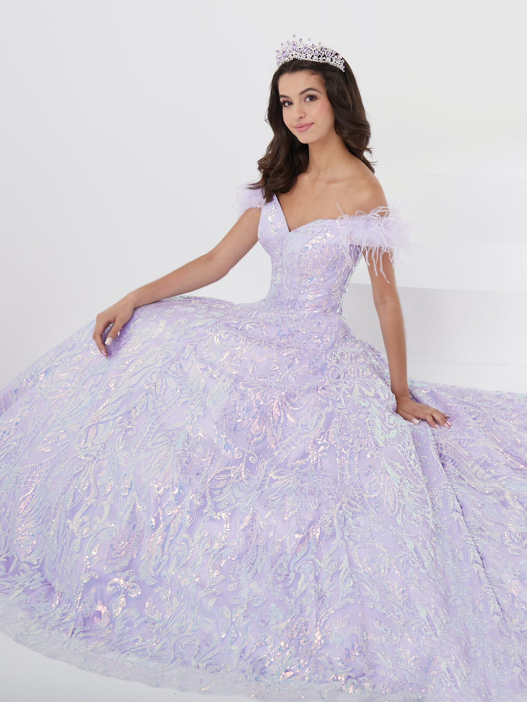 Sequin Feather Quinceanera Dress by Fiesta Gowns 56464