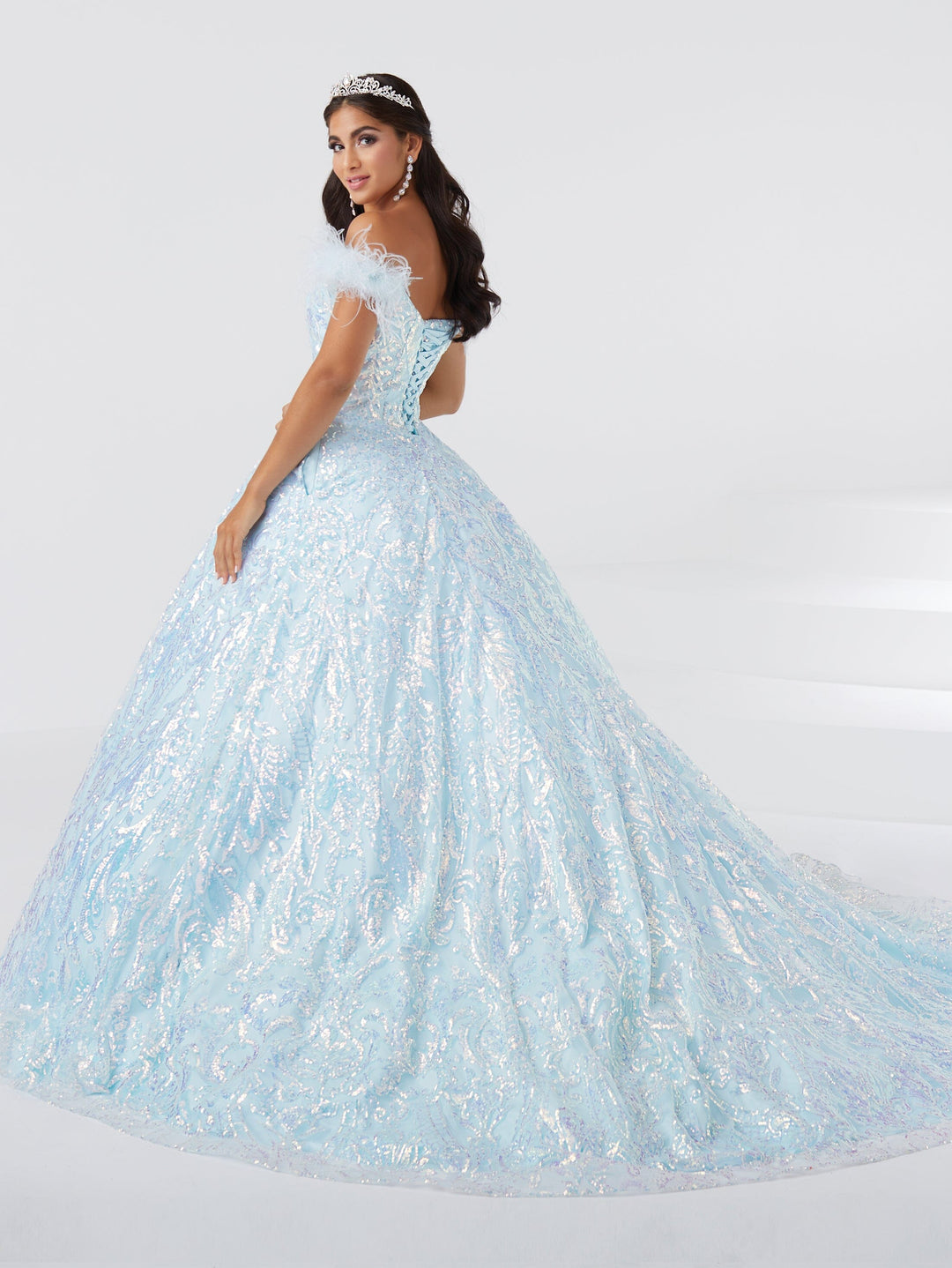 Sequin Feather Quinceanera Dress by Fiesta Gowns 56464