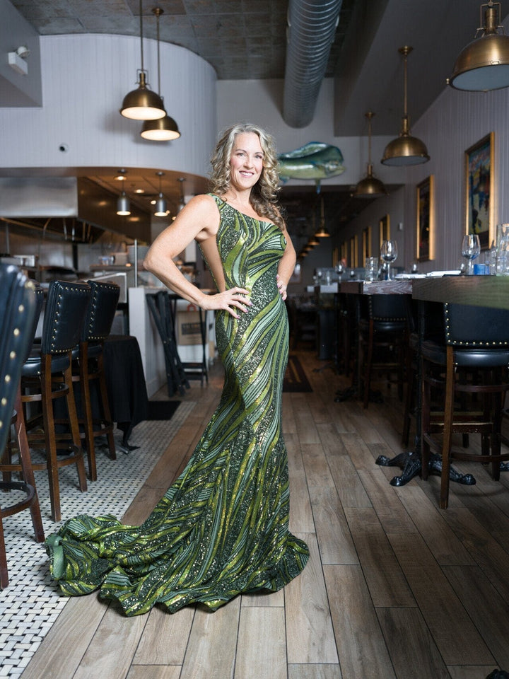 Sequin Fitted One Shoulder Gown by Jovani 24031