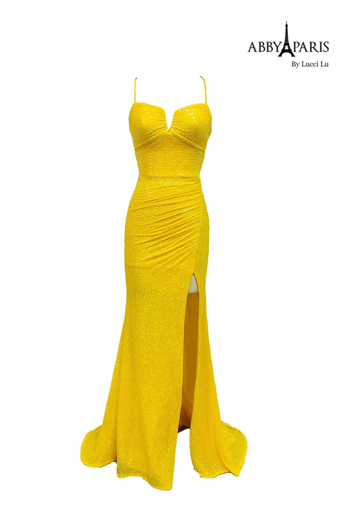 Sequin Fitted Sleeveless Slit Gown by Abby Paris 90218
